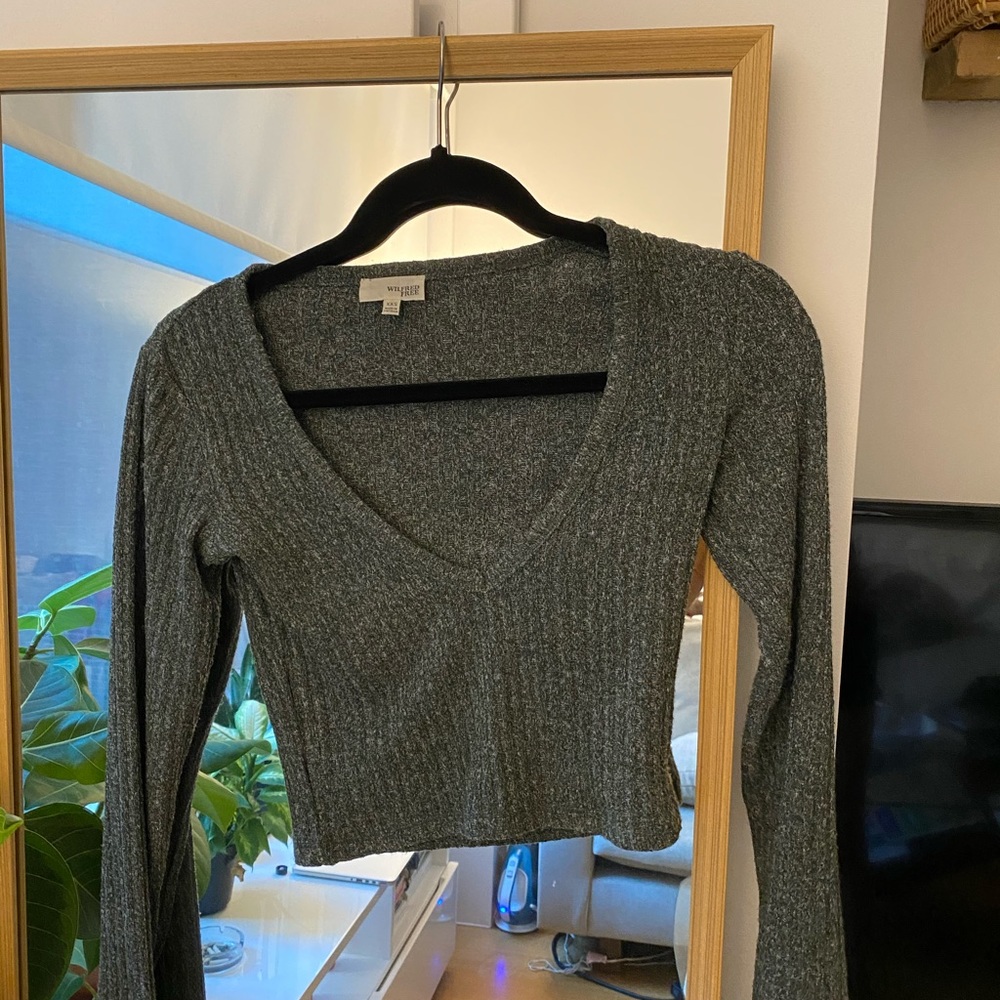 Aritzia Wilfred Long Sleeved Crop Knit Top